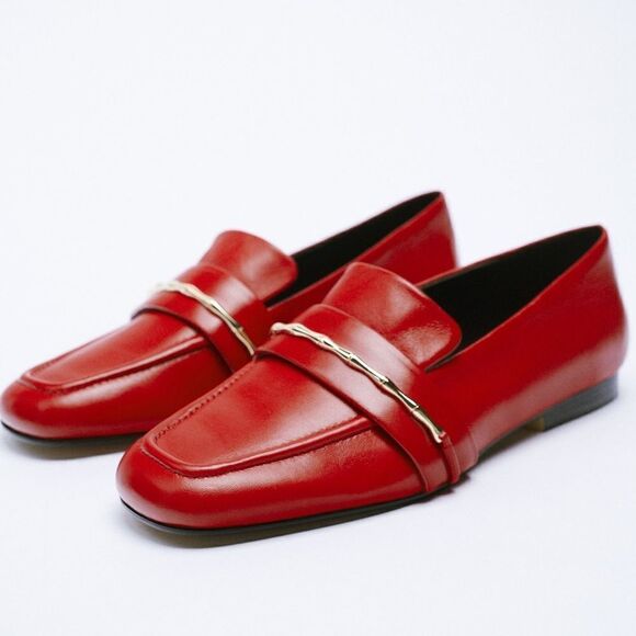 Zara Loafers Genuine Leather New - Picture 1 of 7
